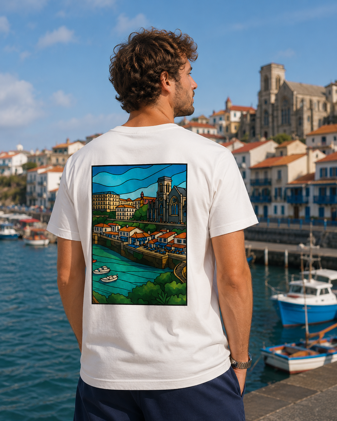 T-shirt Biarritz Port des Pêcheurs – Vitrail Moderne
