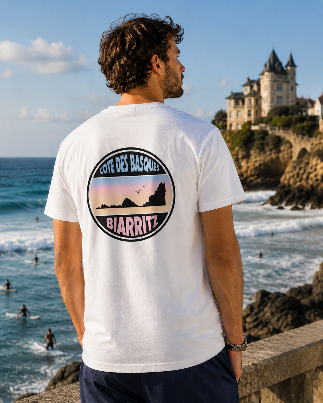 T-shirt Côte des Basques – Biarritz | Collection Panneaux Pastels